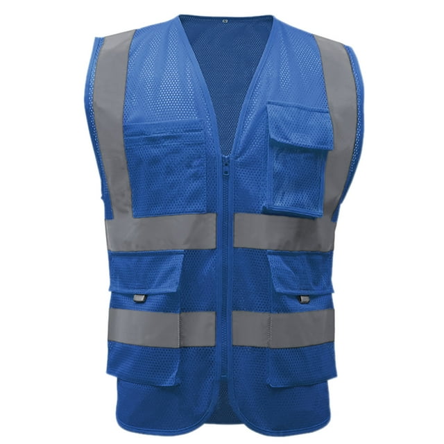 GOGO 9 Pockets High Visibility Zipper Front Safety Vest With Reflective Strips, Meets ANSI Standards
