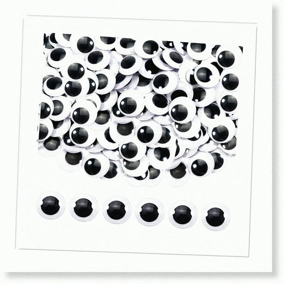 150pcs 20mm Self Adhesive Black Round Stickers - Plastic Wiggle Googly Eyes for DIY Arts and Scrapbooking