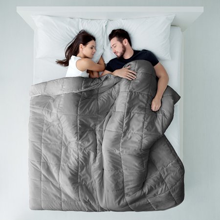 Freckles Cotton Blanket - Cotton Weighted Personal Sensory Blanket - Great for Adults & Children - (60”x80”, 17lbs, Light Grey) - Sleep Therapy to Help Reduce Stress, Agitation, Insomnia & Anxiety