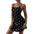 thumbnail image 3 of Asxite Plus Size Womens Pajamas Loose Spaghetti Strap Sleeveless Heart Print Short Sleep Dress, 3 of 6