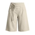 thumbnail image 4 of Shorts for Women High Waist Solid Wide Leg Shorts Drawstring Pocket Casual Womens Shorts Beige L, 4 of 4