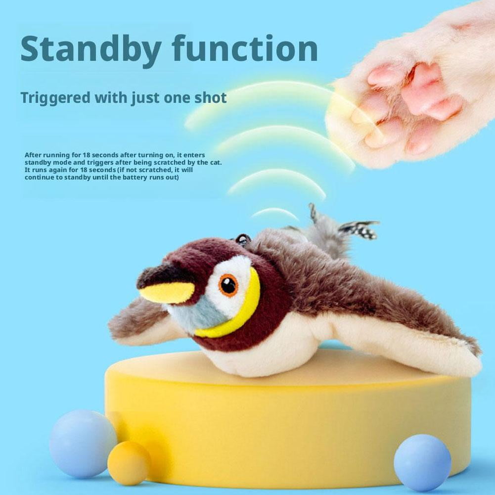 Interactive Cat Toy Flapping Bird with USB Charging, Realistic Wing Motion & Chirping Sound, Plush Kitten Entertainment Toy for Indoor Cats