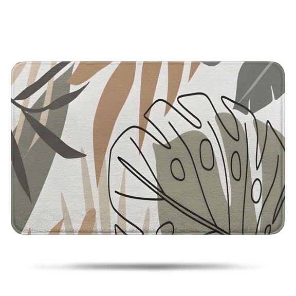 Brown Boho Plant Pattern Bathroom Rugs Mat,Non Slip Microfiber Bathroom Rug,Rubber Backing,Soft Bathroom Mats for Bathroom Floor,Tub and Shower,17x27in(43x68cm)