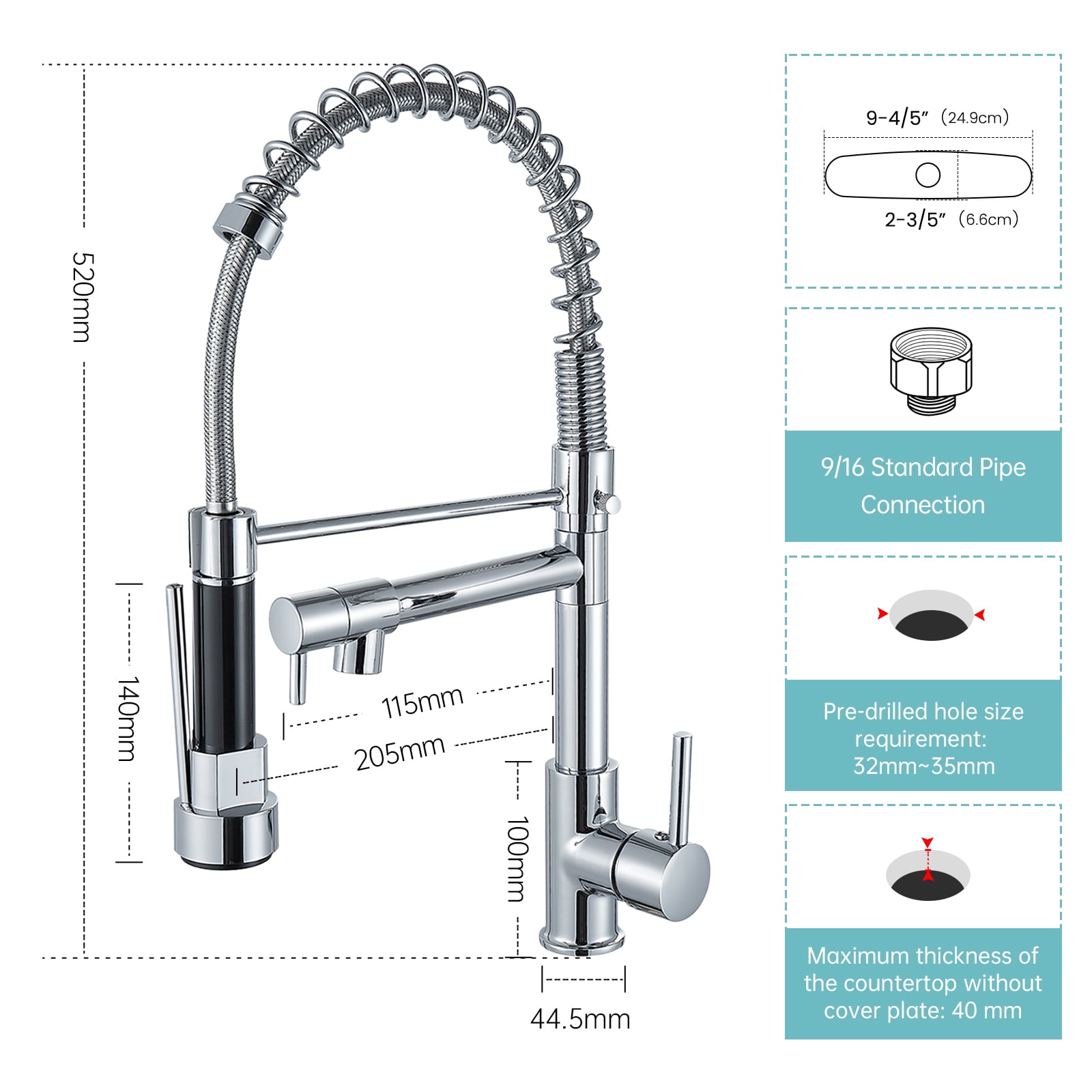 APPASO Kitchen Faucets with  Dual Spout, High Arch Spring Stainless Steel Single Handle Kitchen Faucet, kitchen faucet with two water outlet, Chrome, ‎Bar, Rv