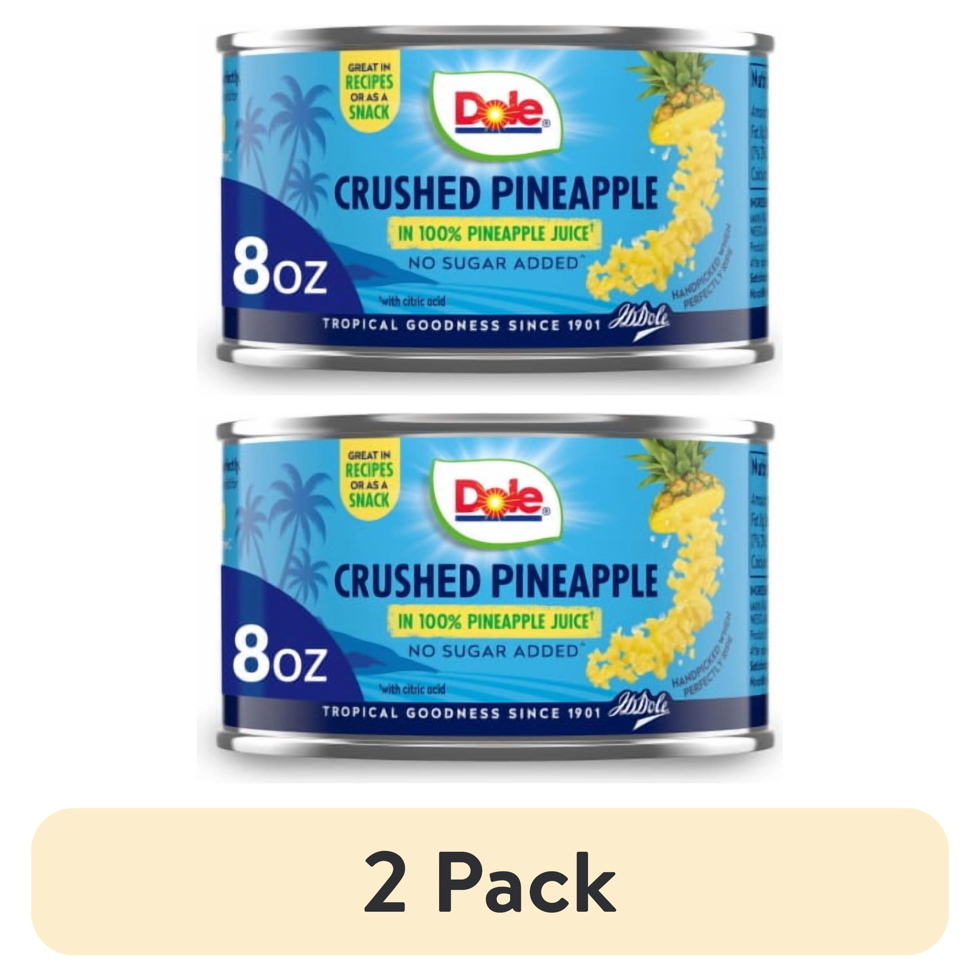 (2 pack) 2X-Dole Canned Crushed Pineapple Fruit In 100% Pineapple Juice - 8 oz
