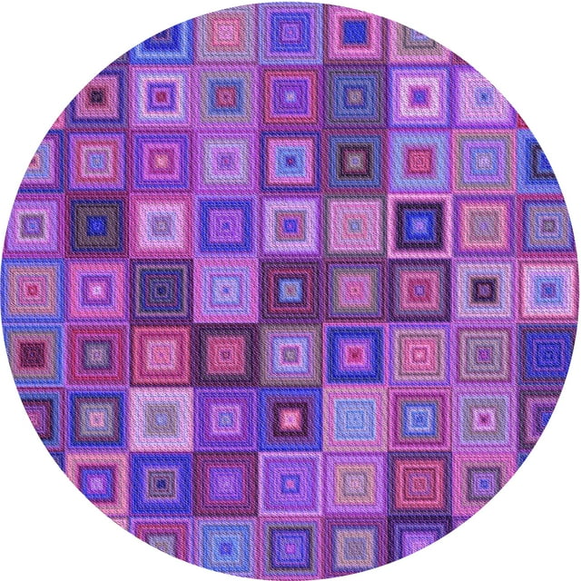 Ahgly Company Tapis d'Intérieur Lavable en Machine Carré Violet Transitionnel, 3 Pieds Carré