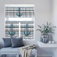 thumbnail image 2 of Kitchen Window Curtains Valance and Tier Set, Haze Blue Ocean Anchor Rod Pocket Tier Curtains and Valance 3 Piece Set, Coastal Gray White Stripe Window Treatment for Bedroom Living Room, 2 of 9