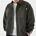 thumbnail image 4 of Camisas Hombre Vestir Moda masculina Primavera y verano Casual Manga larga Solapa Camisa de color sólido Blusa (Green, M), 4 of 5