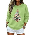 thumbnail image 4 of Wooowa Christmas Tree with Bow Print Long Sleeve Sweatshirt Top Round Neck Casual Soft Breathable for Holiday Home Party Daily Wear, 4 of 7