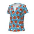 thumbnail image 2 of Naloa Cartoon Watermelon Print T-Shirts Short Sleeve V Neck Tees for Women Fashion Tops Trendy Lightweight Soft Casual Summer Outfits Clothes, 2 of 5
