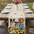 thumbnail image 4 of Spring Dog Table Runner 72 Inches, Sunflower Daisy Botanical Rustic Bed Runner Dresser Scarves Tabletop for Indoor Outdoor Parties/Ceremony/Banquet, 16" x 72", 4 of 8
