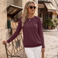 thumbnail image 4 of SUNBS Blouses for Women Casual Dressy Tops Crewneck Long Sleeve Shirts Pleated Clothes, 4 of 9
