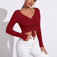 thumbnail image 4 of Top con Cuello en V y parte delantera fruncida NikouMX Top con cordón fruncido en la parte delantera para mujer, 4 of 7