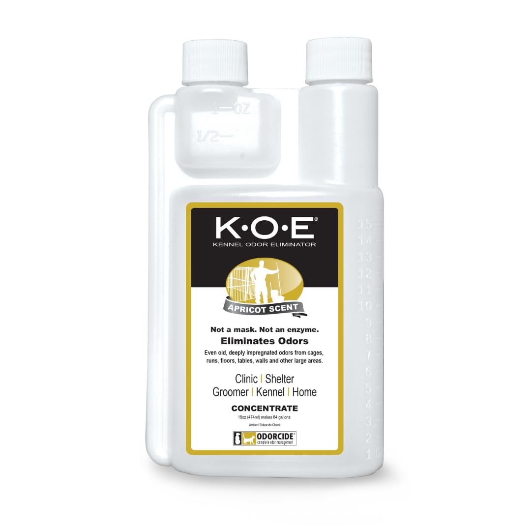 Thornell Odor Eliminator 16oz Concentrate – K.O.E. Apricot Odor Eliminator for Strong Odor for Cages, Runs & More – Pet Odor Eliminator for Home & Kennel w/Safe, Non-Enzymatic Formula