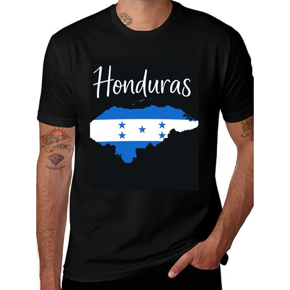 T-shirt Honduras Map Soft Cotton Adult Heat-Transfer Graphic T-Shirt - 180g Breathable Fabric, Unisex Summer Casual Wear with Durable Heat-Printed Design