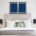 thumbnail image 4 of Navy Blue Kitchen Curtains Short 45 Inch Length, Black Modern Geometric Abstract Art Aesthetics Grommet Top Bedroom Living Room Curtains, Light Filtering Cafe Curtain Drapes 2 Panels Set 84''x45'', 4 of 9