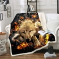 thumbnail image 1 of Blanket Fire Wolf Safari Print Fleece Throw Blanket For Bed Couch Living Room, 1 of 4