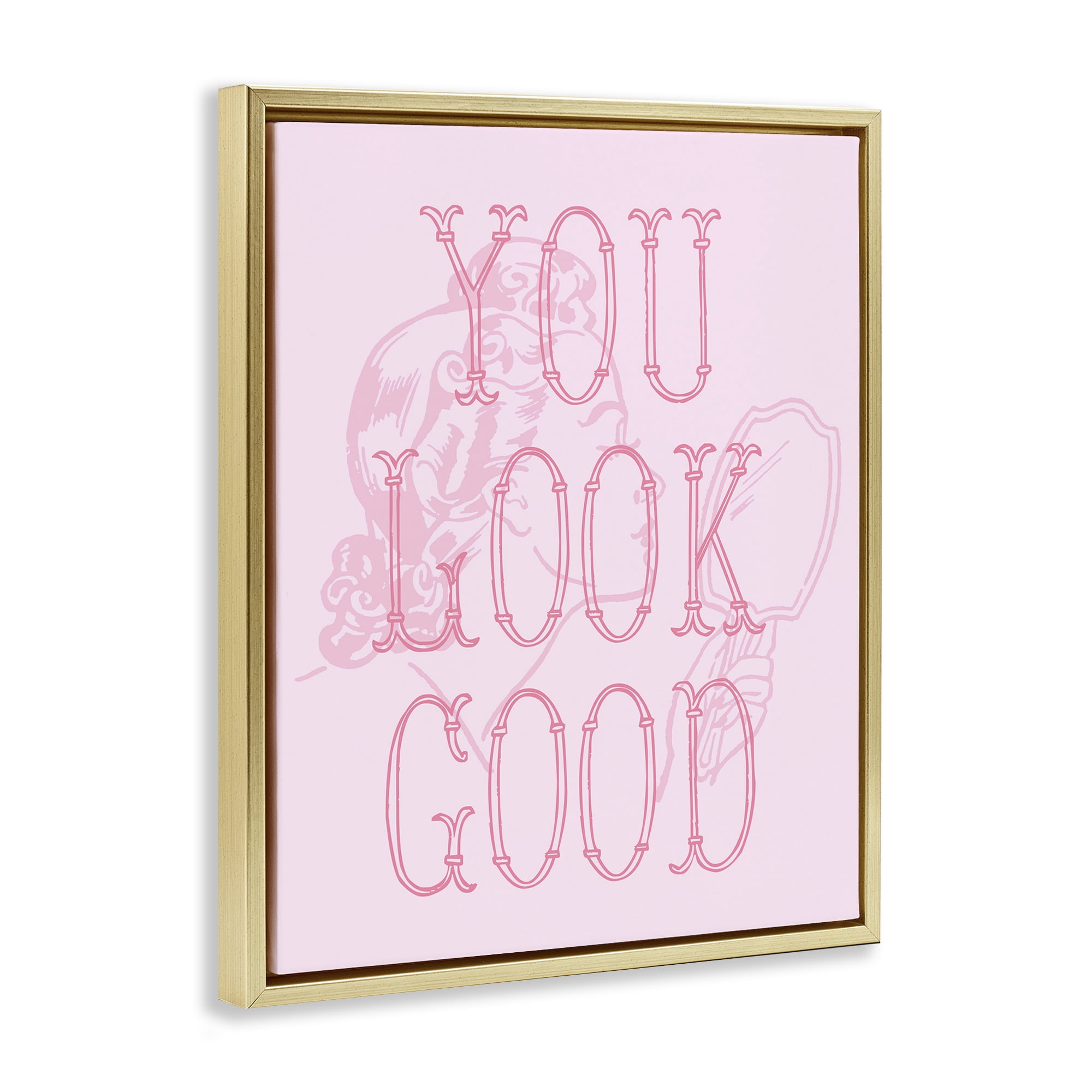 Stupell Industries You Look Good Sentiment People Painting Gold Floater Framed Canvas Art Print Wall Art, 25 x 31