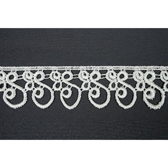 Altotux 1.25" Embroider Floral 12 Color Venice Lace Trim Guipure Trimming 2 Yard (Ivory)