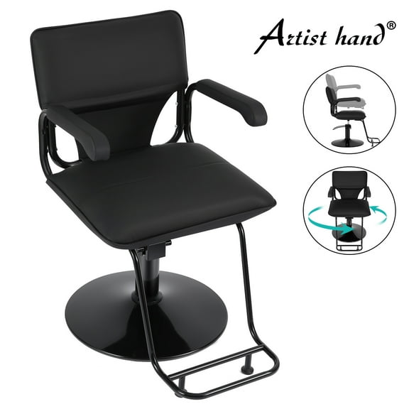 Artist Hand Black Hydraulic Pump Salon Chair 360 Degree Swivel Barber Chair