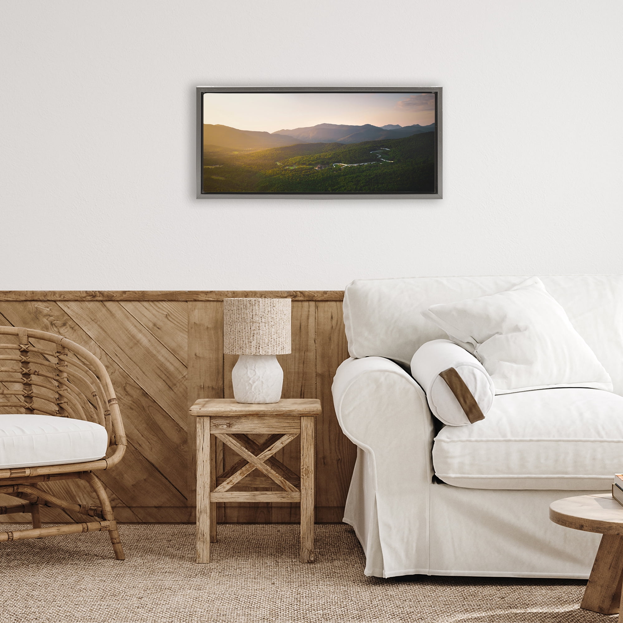 Stupell Industries Winding Road Through Forested Mountains Gray Framed Floater Canvas Wall Art, design by Jonathan Zaharek