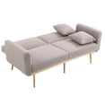 thumbnail image 5 of Teddy Fabric Futon Sofa Bed, 65" Convertible Sleeper Sofa with Adjustable Backrest, Loveseat Sofa with 2 Pillows and Gold Metal Legs, 2-Seater Sofa Couch for Living Room Bedroom Office, 5 of 9