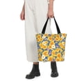 thumbnail image 5 of Pofeuu Vintage White Yellow Sunflower Print Women Fashion Shoulder Handbags Top Handle Satchel Bags Tote Shoulder Shopping Bag Stylish Canvas Tote Bag, 5 of 6