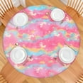 thumbnail image 2 of Pink Tie Dye Pattern Round Fitted Tablecloth with Elastic Edge,Dining Table Cover Waterproof,Outdoor Round Tablecloth for Camping,Dining,Indoor and Outdoor, 2 of 7