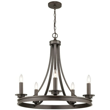 - Beaumont Lane 5 Light Steel Candle Chandelier in Rubbed Bronze