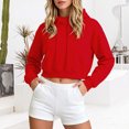 thumbnail image 2 of DORKASM Hoodies for Women Crew Neck Drawstring Travel Pullover Long Sleeve Slim Fit Fall Winter Causal Hoodies 2026 Lightweight Trendy Crop Tops Red M, 2 of 8