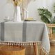 thumbnail image 1 of Oubonun Mantel rectangular cuadrado de lino a cuadros, mantel para Navidad, granja, cocina, vacaciones de 55 x 70 pulgadas, 1 of 4