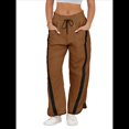 thumbnail image 1 of Pantalones Deportivos Holgados de Pierna para Mujer, Informales, con Cordón Ajustable y Cintura Elástica, en Colores Contrastantes, Estilo Y2K. Marrón Oscuro L, 1 of 7