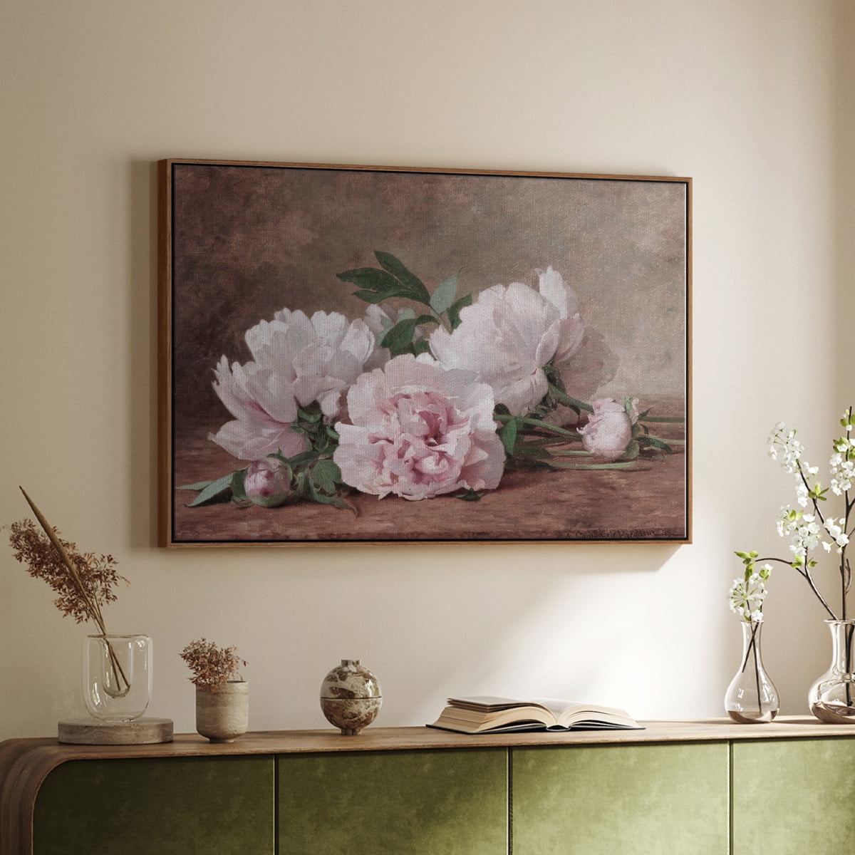 Vintage Botanical Print-XXXVI By Wexford Home Framed in Walnut Wood Gallery Wrapped Canvas 17 in. x 25 in.