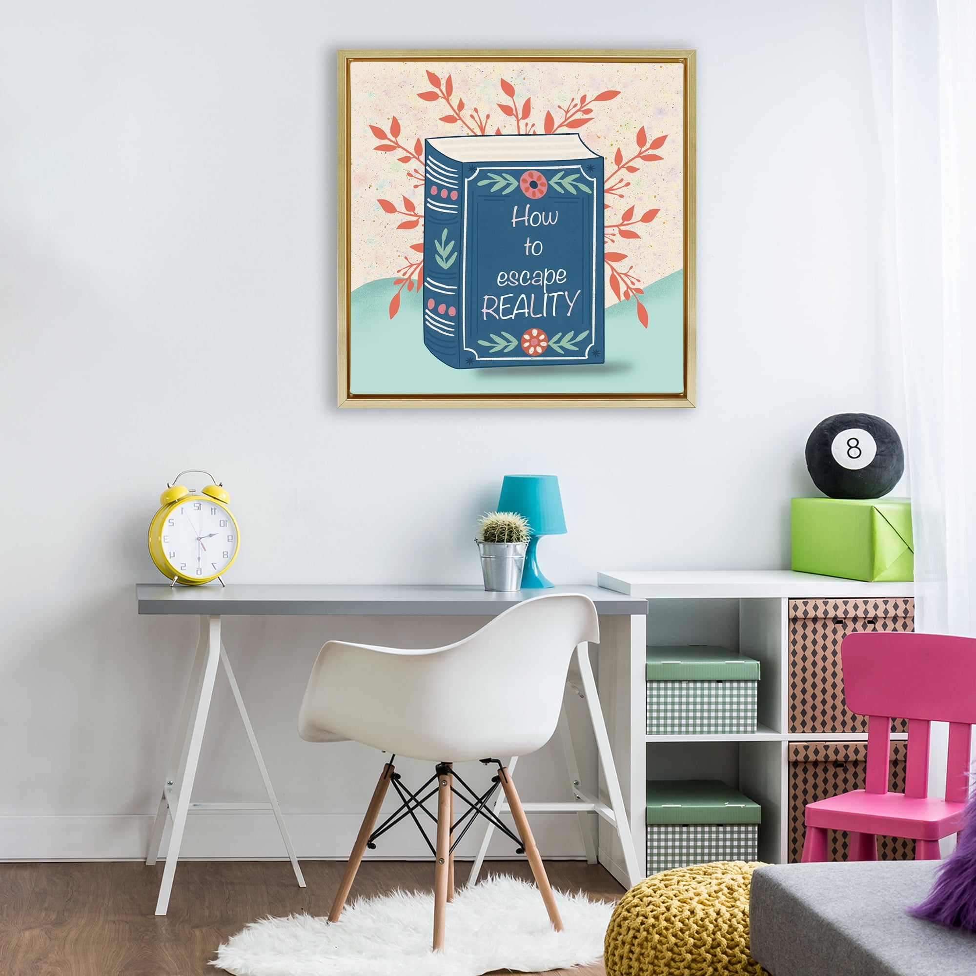 Stupell Industries How To Escape Reality Gold Framed Floater Canvas Wall Art, design by Julia Frost