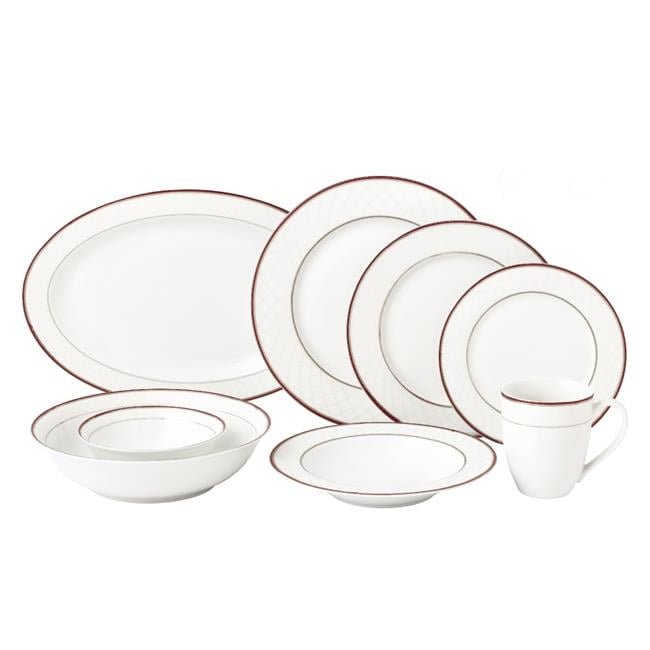 50 Piece La Luna New Bone China Scarlet Dinnerware Set, Service for 8