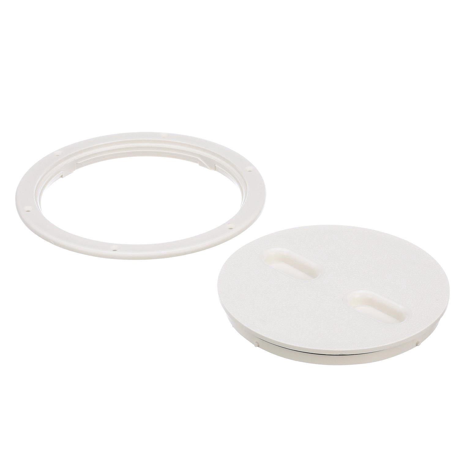 Seachoice Twist 'N' Lock Deck Plate, White Base and Lid, Up to 8-1/2 In. Diameter