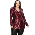 thumbnail image 3 of Plus Disco Metallic Sequins Double Breasted Blazer, 3 of 6