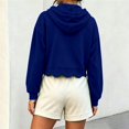 thumbnail image 4 of Awwp Women's Cropped Scalloped Long Sleeve Pullover Hoodies Fleece Lightweight Loose Fitting Drop Shoulder Sweatshirt Blue L, 4 of 8