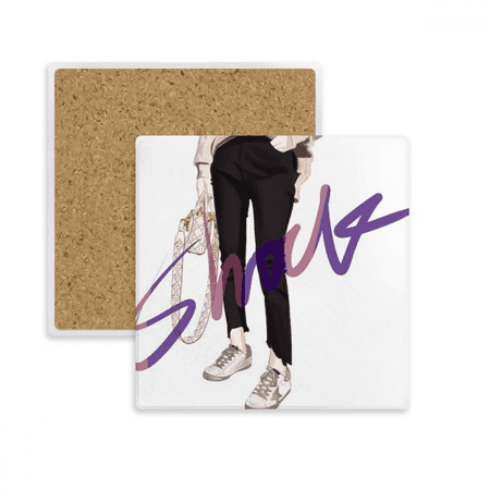 

Shock Girl Figure Art Design Illustration Square Coaster Cup Mat Mug Subplate Holder Insulation Stone