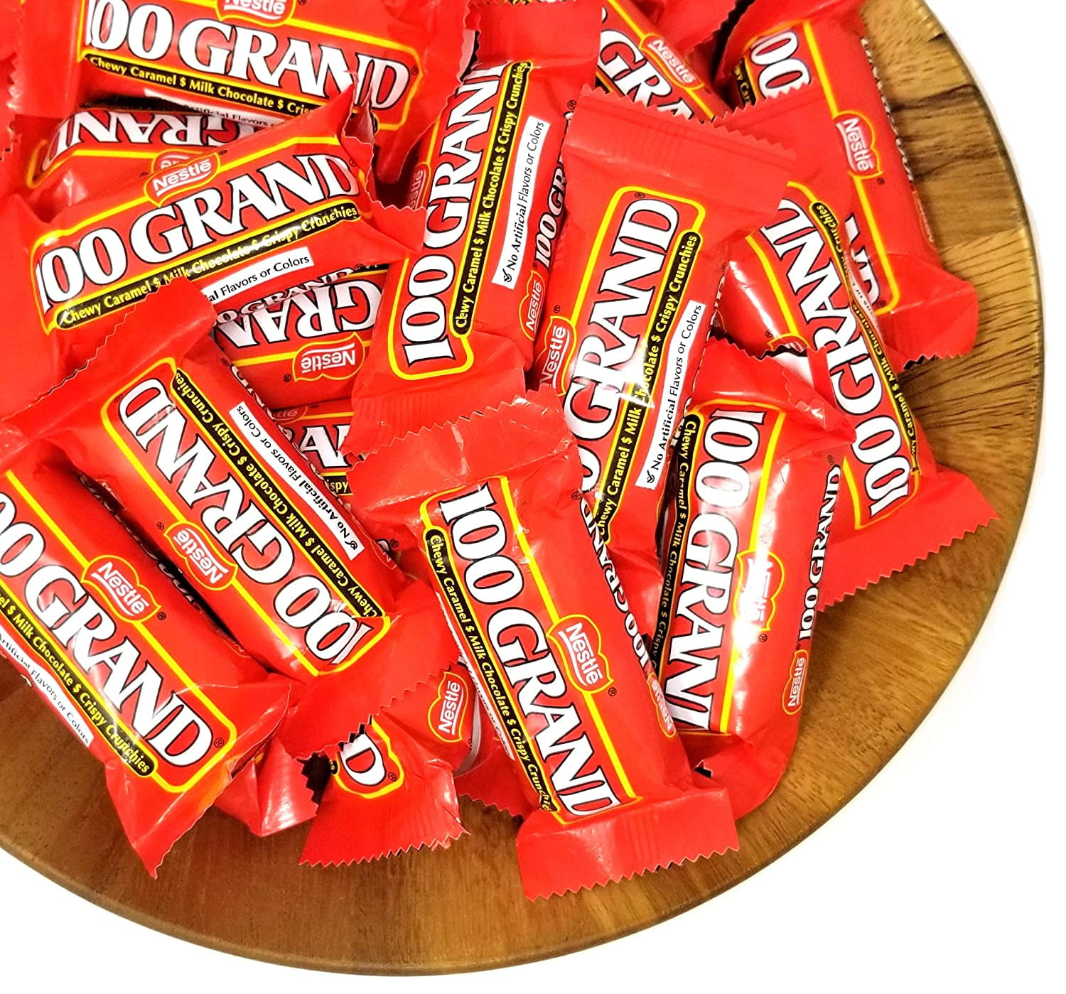 Nestle 100 Grand Milk Chocolate Candy Bar Fun Size, Chewy Caramel Treat, 2 Lbs
