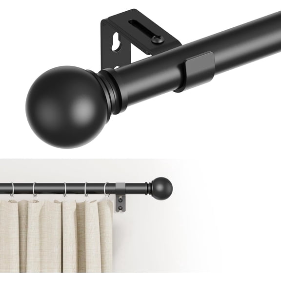 JESTOP Industrial Curtain Rods for Windows 48 to 84, 1 Inch Adjustable Heavy Duty Black Curtain Rod, Metal Curtain Rod with Brackets