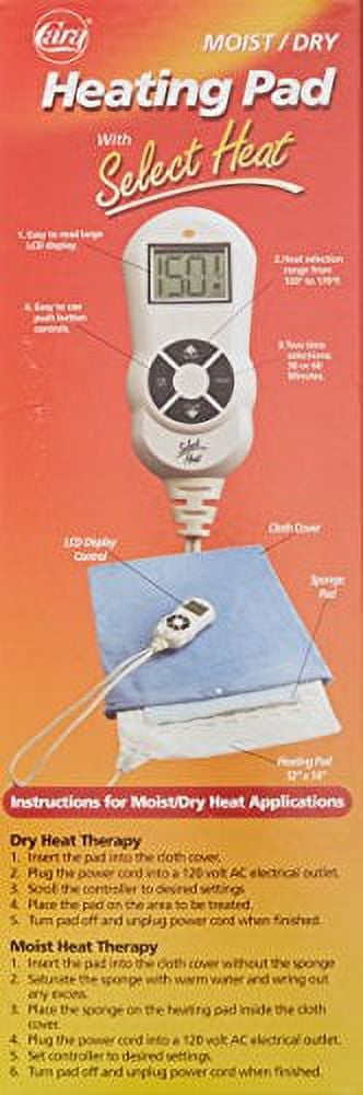 Cara Heating Pad with Select Heat Relieves Back Pain, Moist/Dry Standard