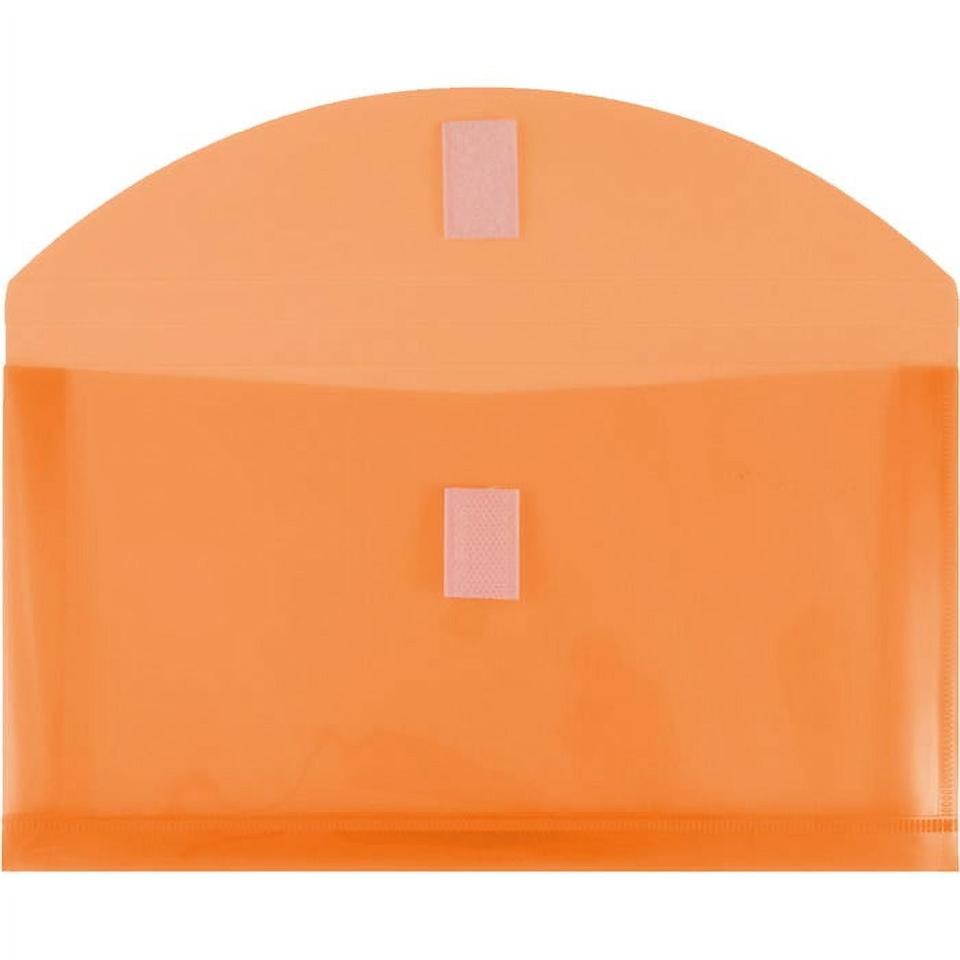 JAM Paper Plastic Expansion Envelopes, Hook & Loop Closure, #10 Booklet Wallet, 5 1/4 x 10, 1 in Expansion, Orange, 3/Pack