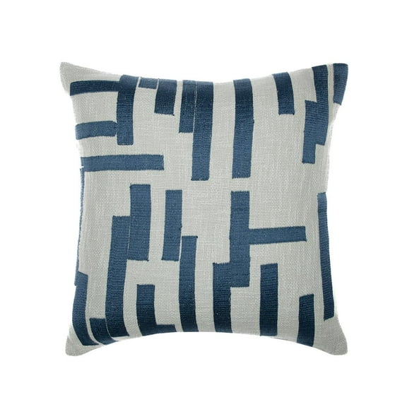 LR Home Stacy Garcia  Cotton Blend Poly Filled Pillow in Blue/Ivory, 20" x 20"