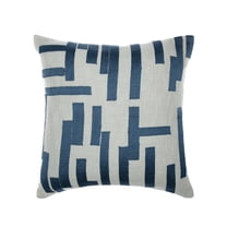 LR Home Stacy Garcia Cotton Blend Poly Filled Pillow in Blue/Ivory, 20" x 20"