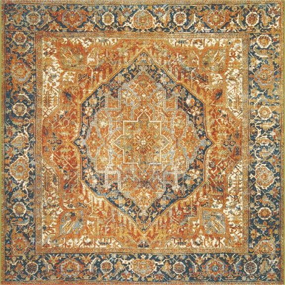 Unique Loom Outdoor Traditional Collection Area Rug - Nosara (6'  Square Rust Red/Beige)