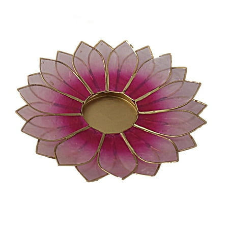 Decorated Candle Holders Lotus Candle Holder Capiz Shell Flat 2 Layer Decorating Accent Home Decor Gift Ideas (Mono Pink) ()