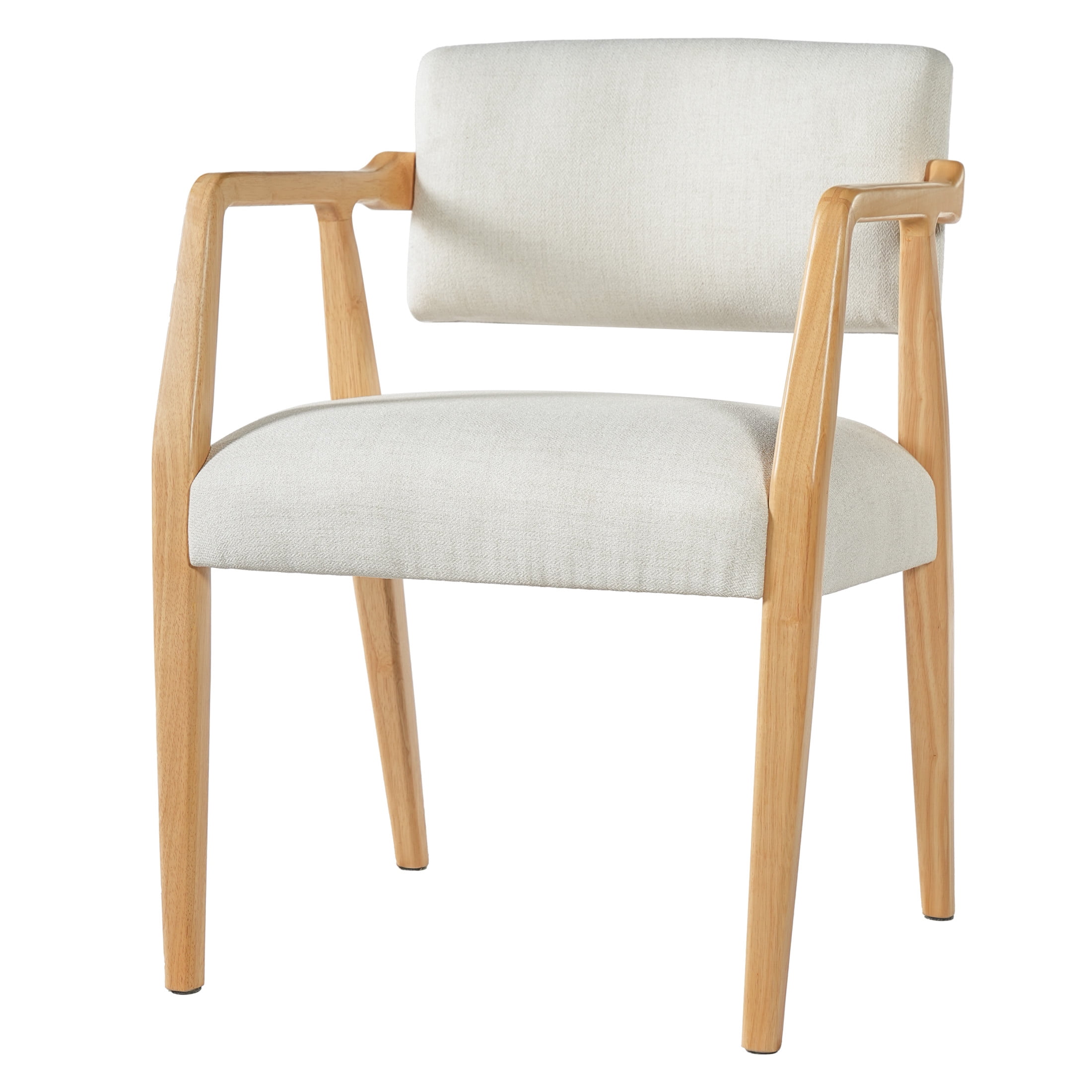 Christopher Knight Home Mid-Century Upholstered Dining Chairs, Wood Frame, Natural+Beige, Set of 2