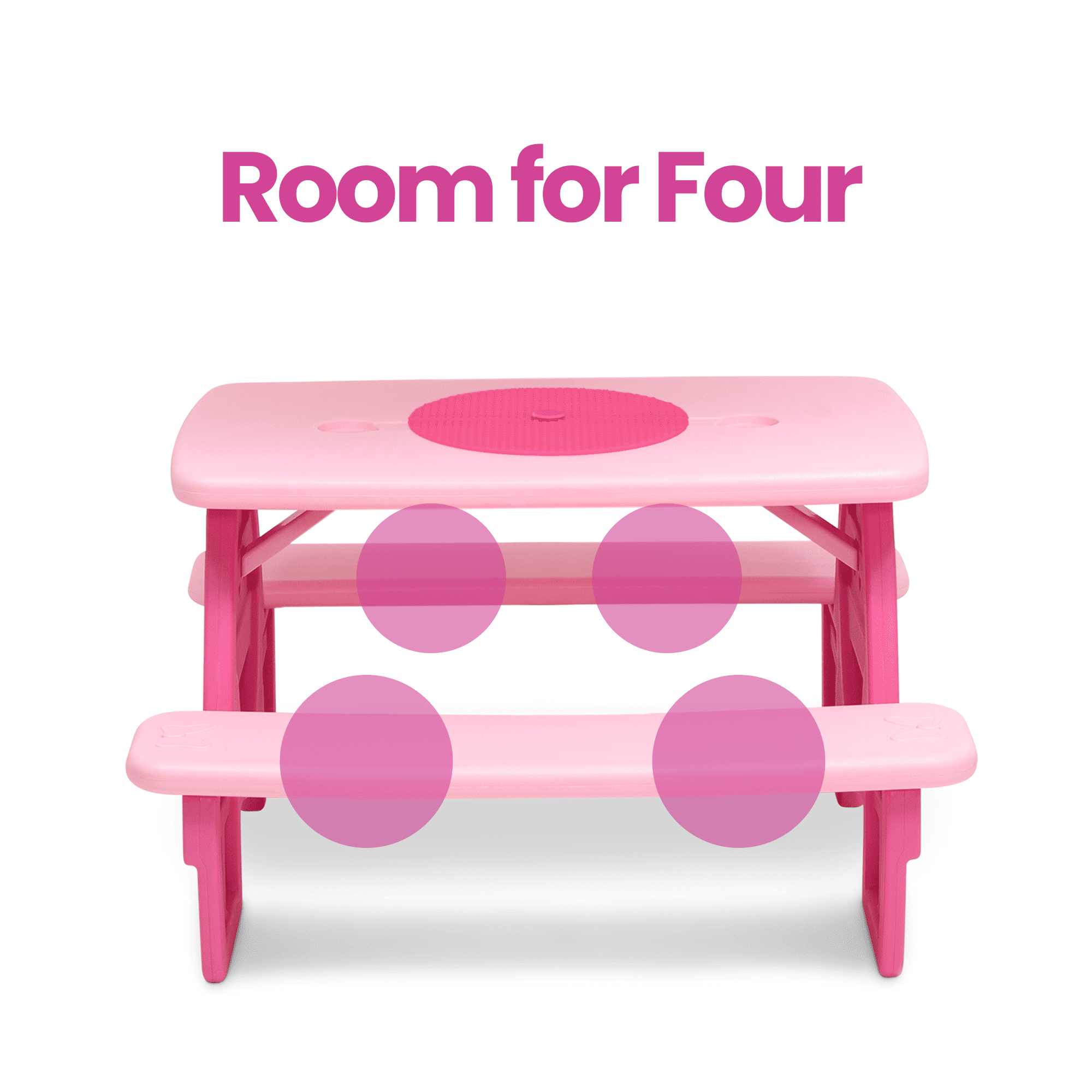 Disney Minnie Mouse 4 Seat Activity Picnic Table with Board for Building Blocks and Built-In Cupholders by Delta Children