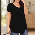 thumbnail image 2 of V-neck Shirt Women's Plus Size Tunic Top Summer Short Sleeve V-neck Button Up Shirt Loose Fit Flowy Blouse for Beach Office Party Wear Women V-neck, 2 of 6